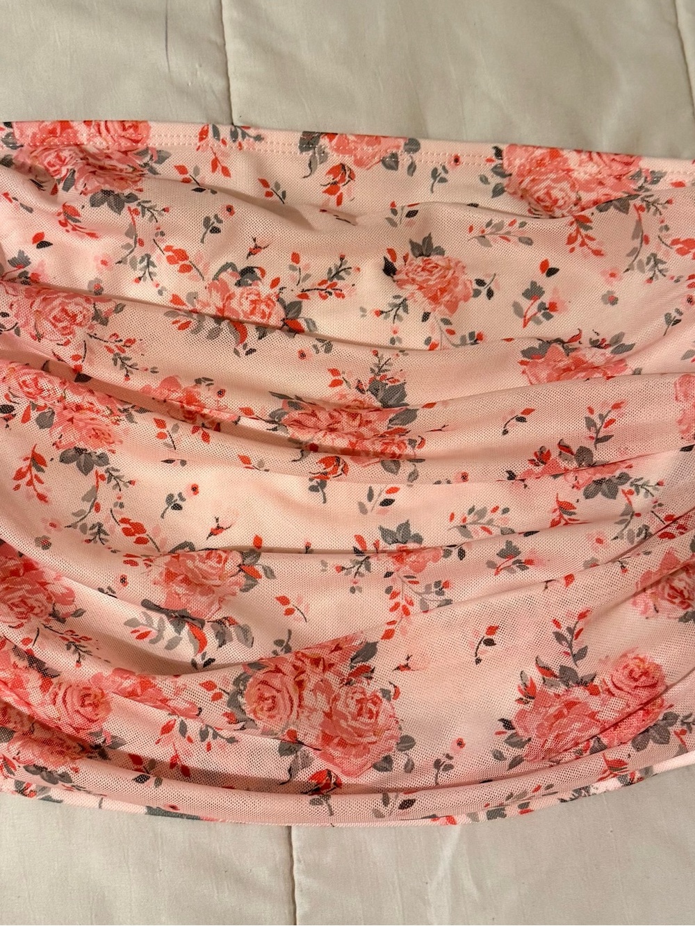 SHEIN Pink Floral Ruched Tube Top